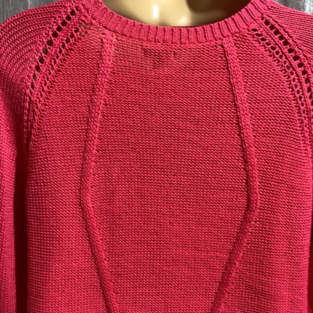 Apt. 9 Sweater Pullover Dark Pink/Red 1X Stretchy Long Sleeve Cable Knit - Picture 11 of 16